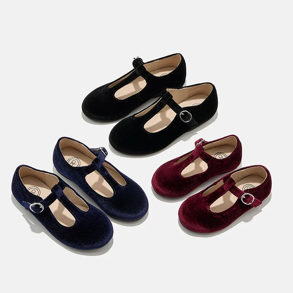 AP8-002 Dress Shoes For Baby Girls Stylish Elegant Quality Shoe Velvet