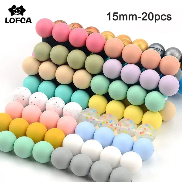 LOFCA 15mm 20pcs Silicone Beads food grade silicone Teether Round