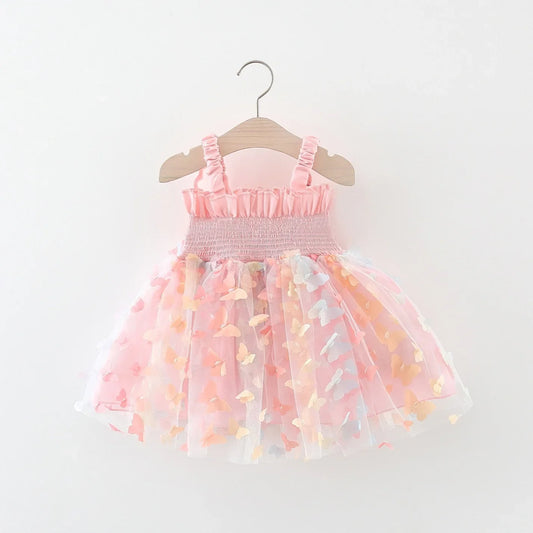 (0-3 Years Old) Baby Girl Dress Summer Mesh Bow Winged Princess Dress