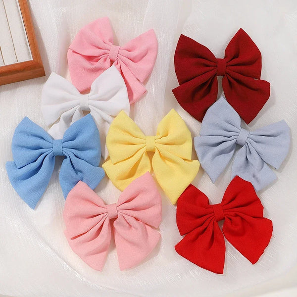 4.3Inch Solid Hair Bows Boutique Hair Clip for Girls Hairgrips New