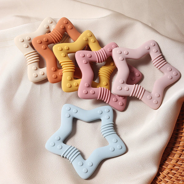 2024 new star silicone teether Food Grade heart baby Teething toy