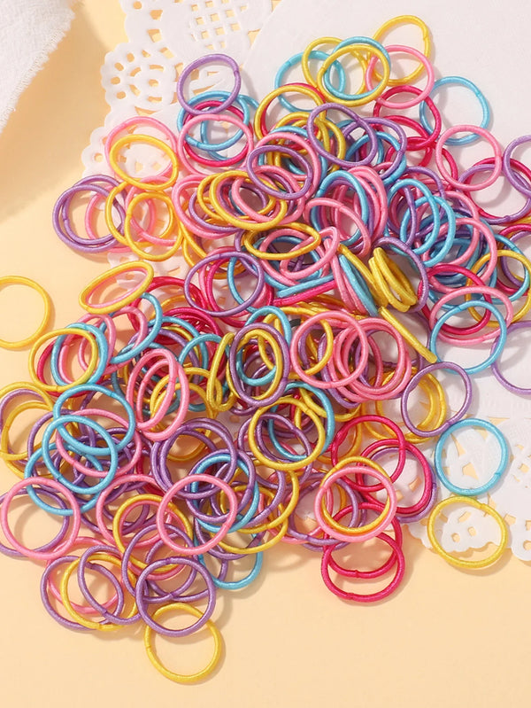 100 Pcs/Lot 2cm Hair Ties Gum Colorful Nylon Rubber Band Rope Doll