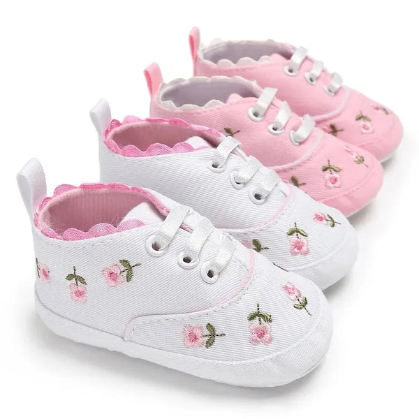 Meckior Newborn Baby Girl Casual Canvas Shoes Flower Cotton Sole