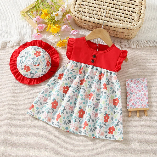 New Summer Baby Girl Floral Dress Girl Sleeveless Pure Cotton Newborn