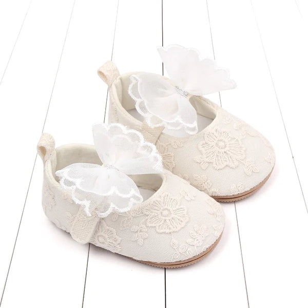 Meckior New Baby Princess Girl Shoes Bow Cute Lace Rubber Sole Soft