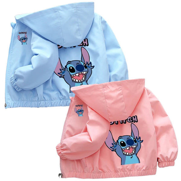 Lilo and Stitch Children Girls Hooded Jacket Coat 2024 Autumn Baby Boy