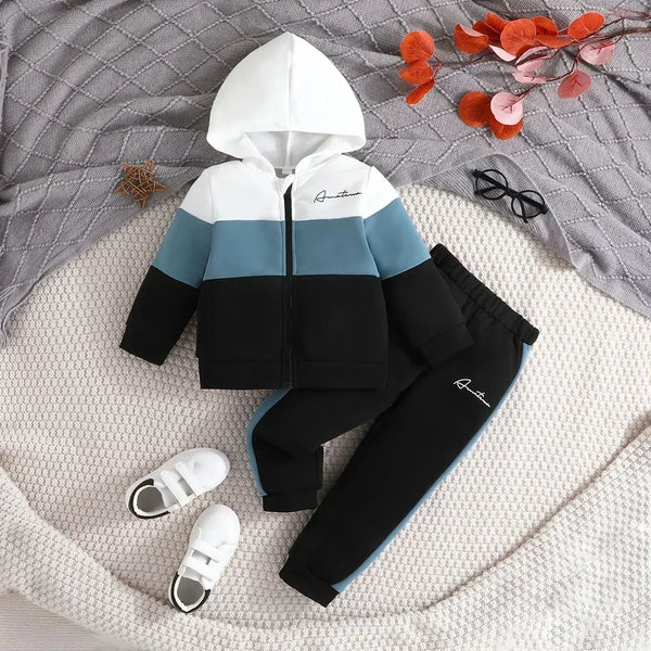 Boys suit 2-7 Years Old Colorblock Coat Long Sleeve Sweatshirt Hoodie