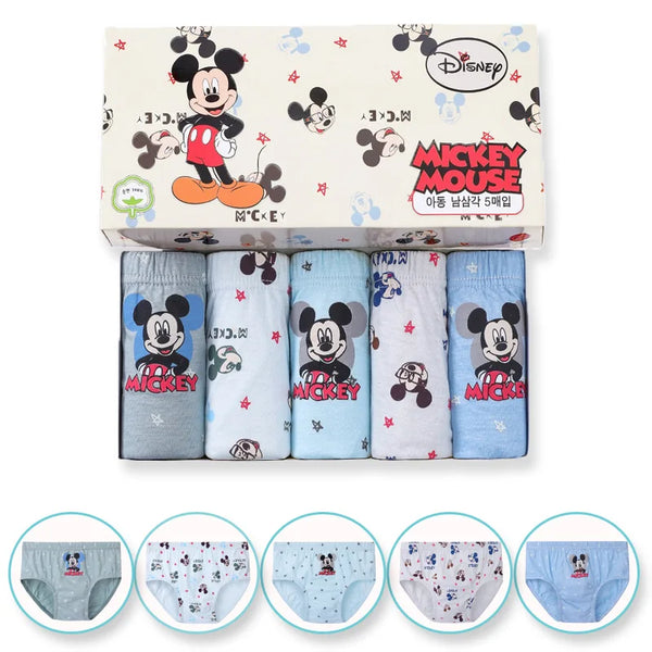 5 Packs/Box Children Underwear Pants Mickey Cartoon Boys Panties Soft