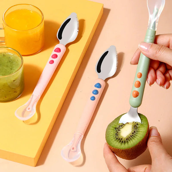 Baby Fruit Scraping Mud Spoon Feeding Spoon Soft Silicone Spoon Baby