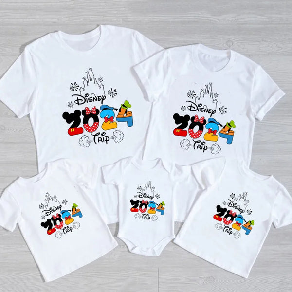 2024 Disney Trip Mickey Minnie Mouse Family Matching Shirts Cotton Dad