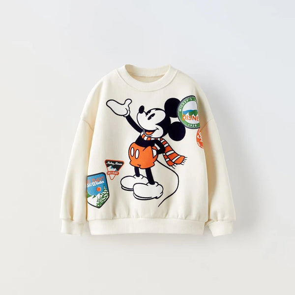 Spring New Mickey Sweatshirt Loose Fashion Long Sleeved Tops O-neck