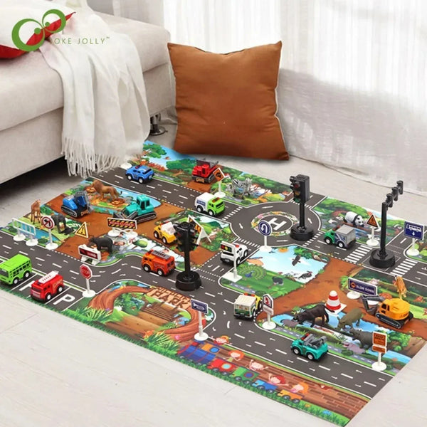 Baby Play Mat City Traffic Road Map Mat Carpet City Car Parking Lot