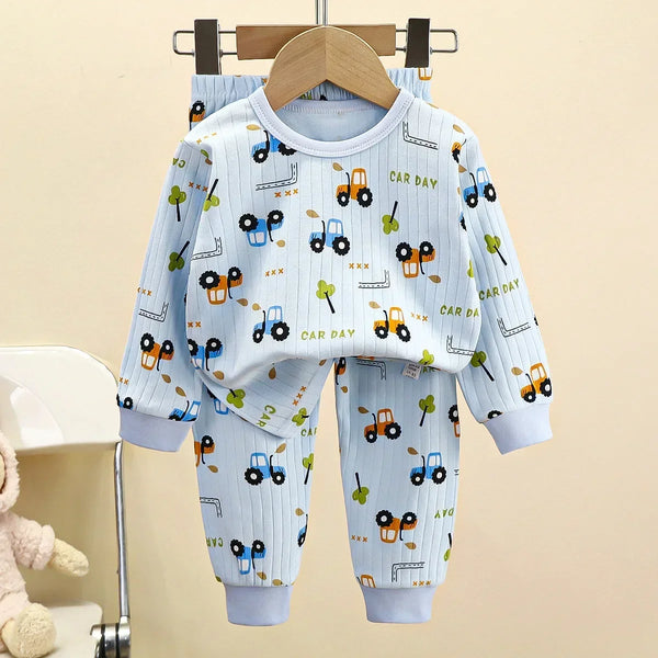 Kids Boys Girls Pure Cotton Warm Pajamas Cute Cartoon Long Sleeve