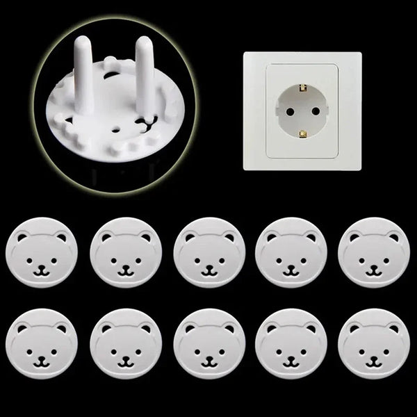 10pcs EU Power Socket Protection Cover Bear Thickened Kids Safety