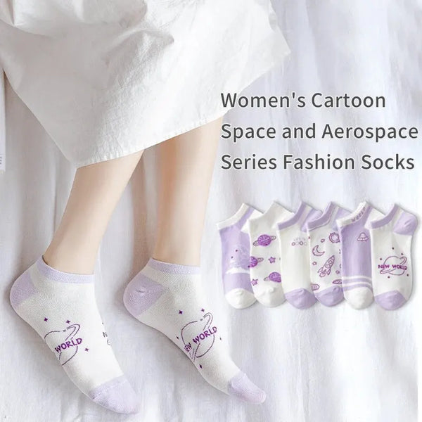 6 Pairs of Women's Spring and Summer Bear Astronaut Four Seasons