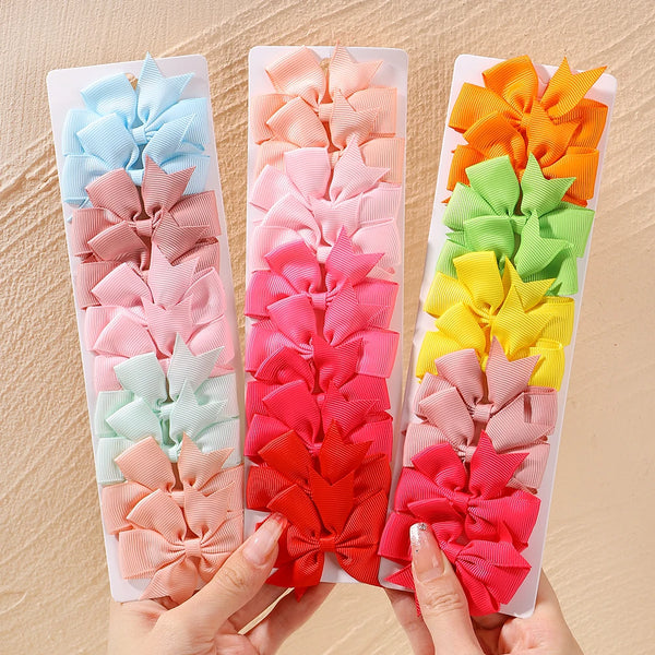 10Pcs/Set New Cute Ribbon Bowknot Hair Clips for Kids Handmade Bows