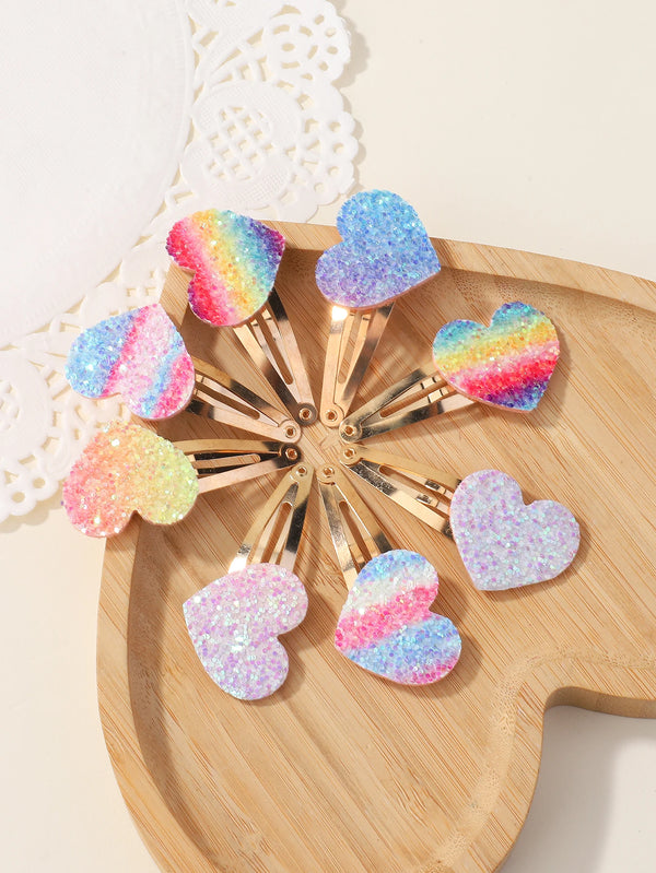 8Pcs Fashion Glitter Rainbow Flower Rabbit BB Handmade Hairpins For