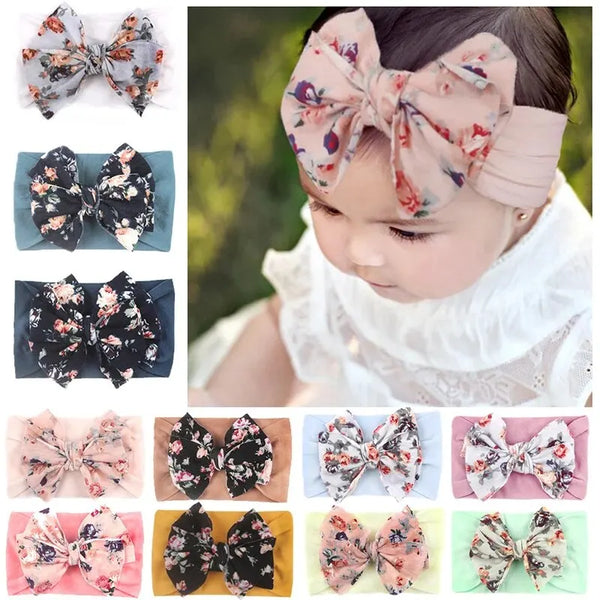 3Pcs Baby Headbands Cute Flower Print Elastic Girls Hair Bands Infant