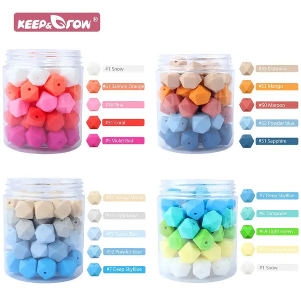 10pcs Hexagon Silicone Beads Pearl 14mm DIY Pacifier Clip Chain