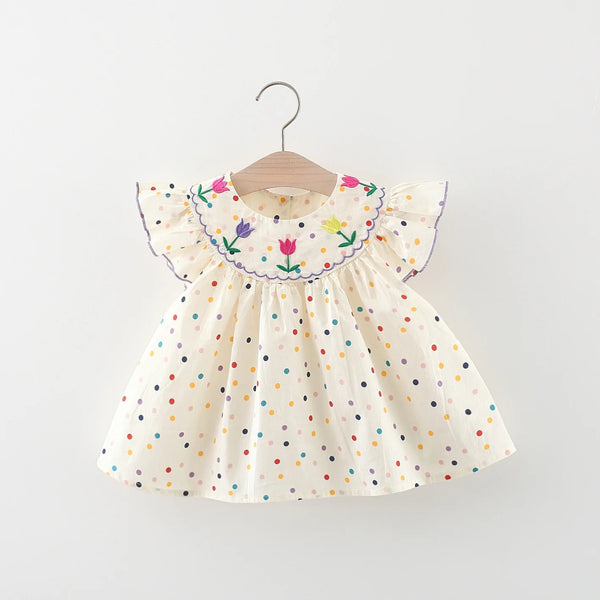 Cotton Baby Dress Flower Embroidery Comfortable Baby Dress Colorful