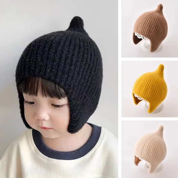 Children's hats fall and winter baby men and women solid color warm