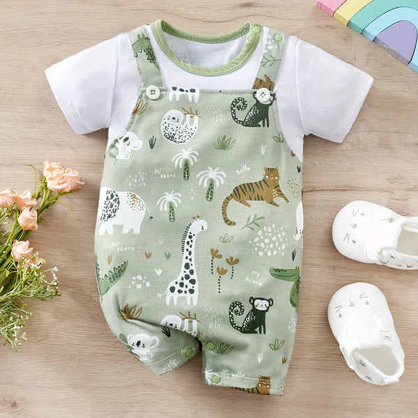 IURNXB Adorable Infant Zoo Animal Print Romper for Boy Newborn Baby