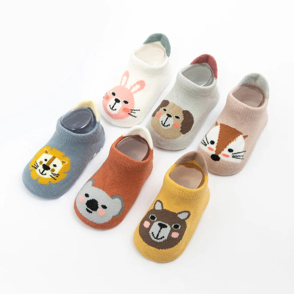 6 Pairs Boys Girls Kids Cartoon Animal Pattern Cute Socks Anti-skid