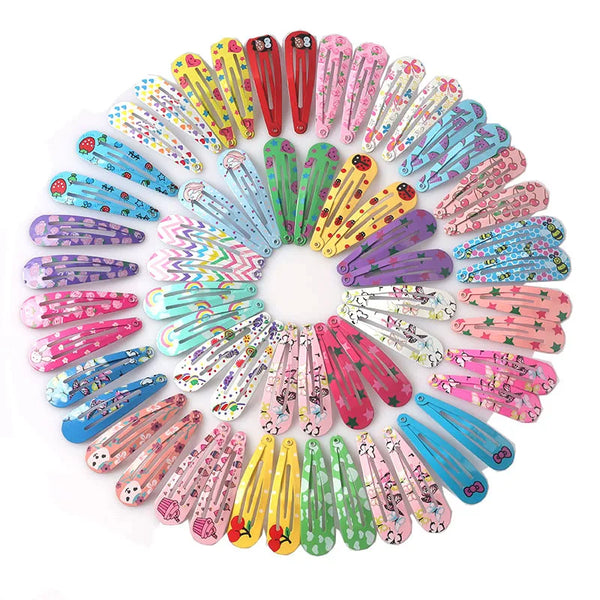 20-100Pcs Cute Colorful Waterdrop Alloy Hairpin Girls Snap Hair Clips