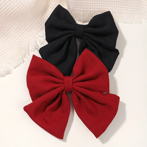 1Pcs Solid Color Cotton Hair Bows With Clip For Children Girls