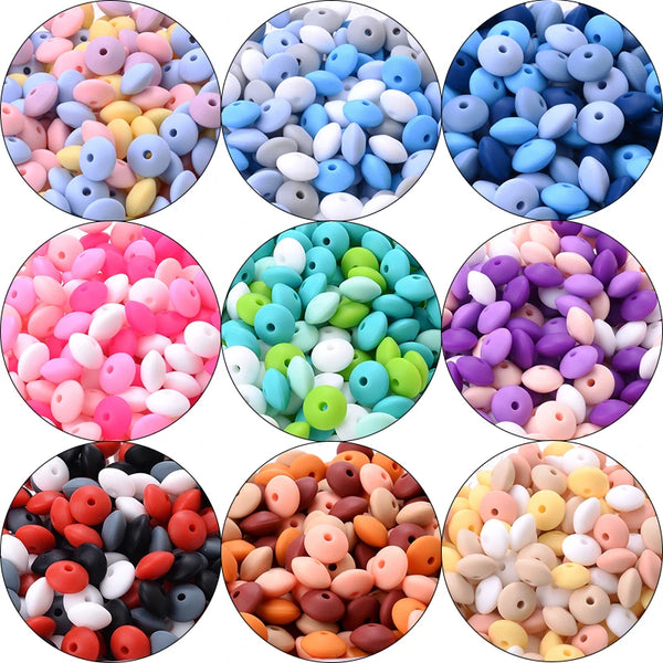 50Pcs Baby Pearl Silicone Beads Lentil 12mm Beads For Jewelry Making