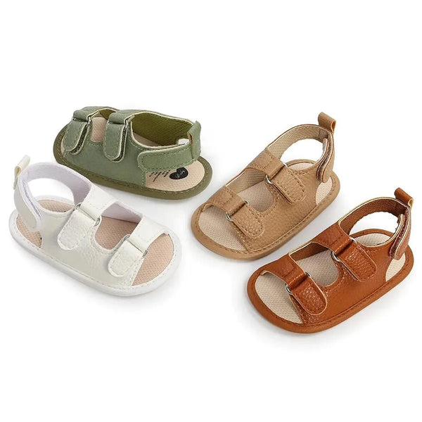 Meckior Summer Baby Sandals Baby Shoes PU Leather Rubber Bottom Sole