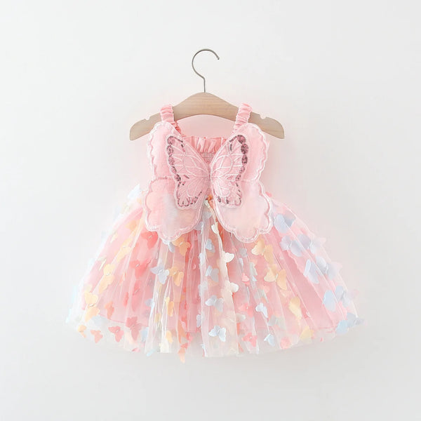 Baby Girl Party Princess Dress Summer Toddler 3d Fairy Butterfly Wings