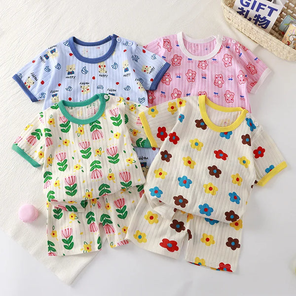 New Kids Boys Girls Summer Clothing Sets Children Cute Cartoon Print