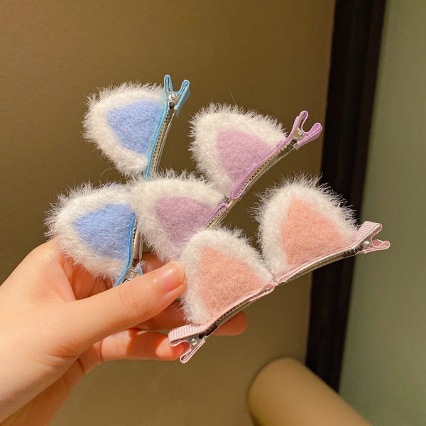 2Pcs/Set New Cute Solid Rabbit Ears Clips for Baby Girls Handmade