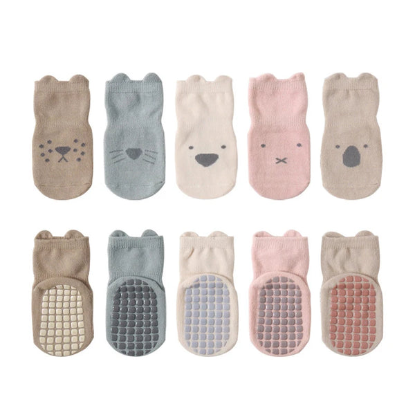 5 Pairs Infant Newborn Baby Anti-Slip Socks For Girls and Boys