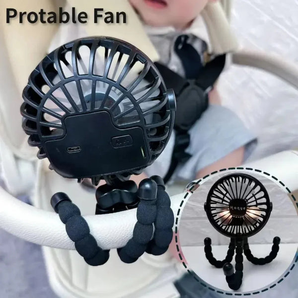 Baby Stroller Fan Hand Held Rechargeable USB Bladeless Small Folding