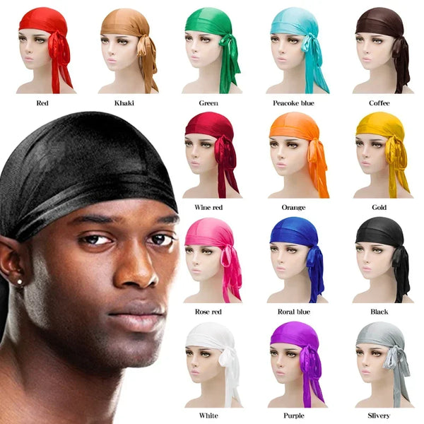 Elasticity Baotou Cap Hair Bands Simulation Silky Durag Long Tail