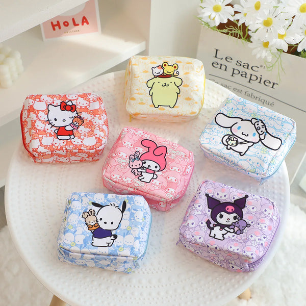 Sanrio Cosmetic Bag Kuromi Sanitary Napkin Storage Bag Cinnamoroll My