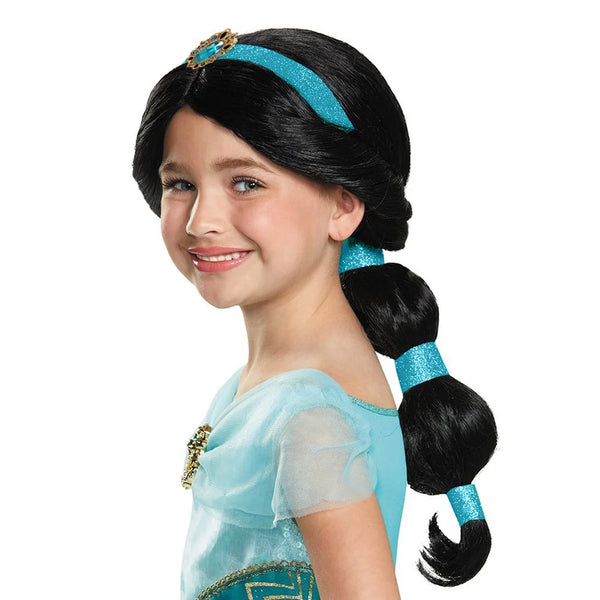 Aladdin's Lamp Halloween Girls Princess Jasmine Hair Black Long Wig