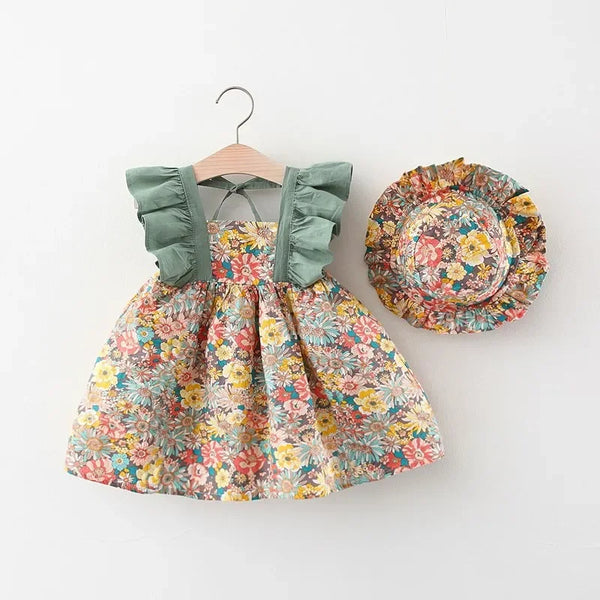 Summer New Girl Baby Strap Dress Fragmented Flower Children's