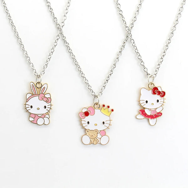 Kawaii Sanrio Anime Hello Kitty Alloy Necklace Cartoon Hellokitty Y2K