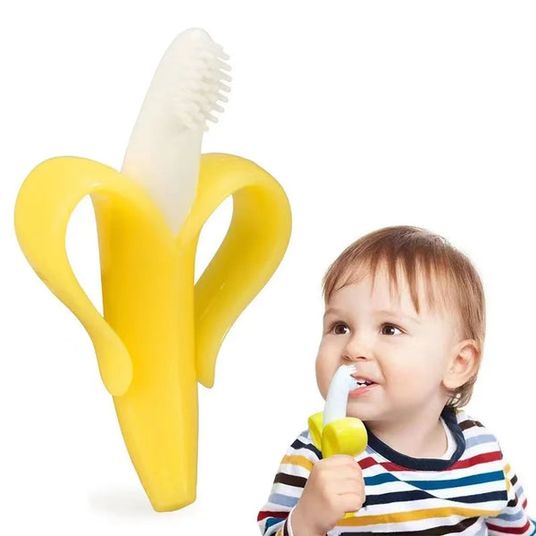 Banana Shape Safe Toddle Teether Baby Silicone Training Toothbrush BPA