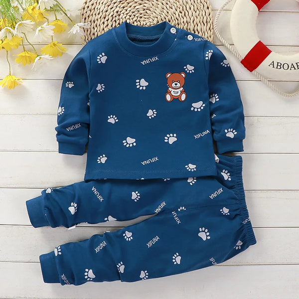 Autumn Sleepwear Pajamas For Girls Boys Long Sleeve Tops+Pants Suits