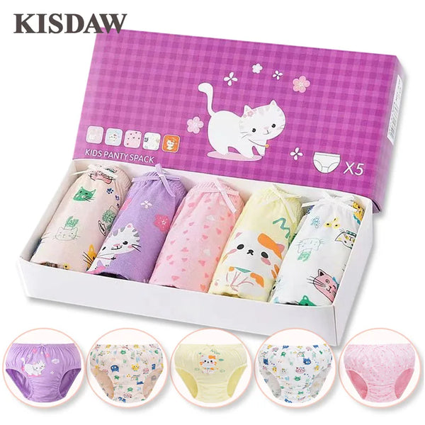 5 Pcs/Box Children Underwear Girl Soft Cotton Girls Briefs Pants