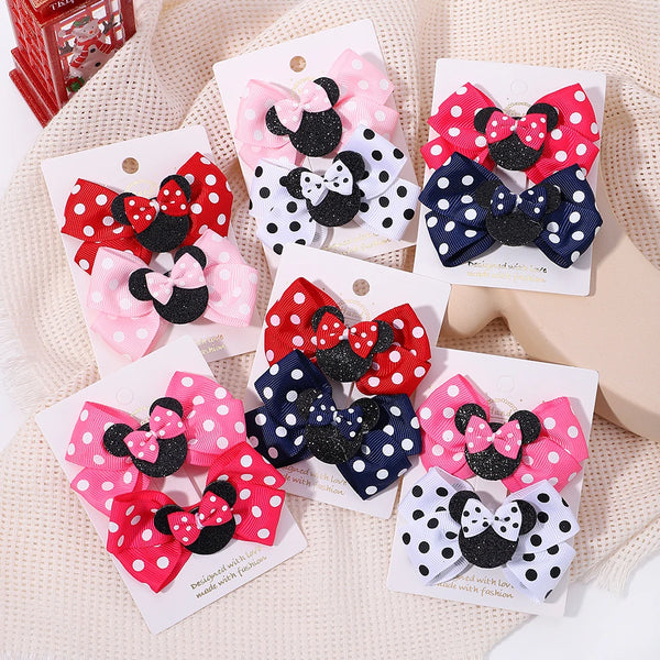 2pcs/Set Grils Lovely Polka Dot Bow Hair Clips for Hair Toddler