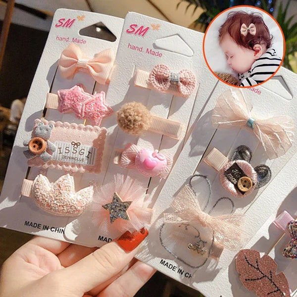 12Pcs Set Animal Crown Flower Baby Hairpins Sweet Princess Girls