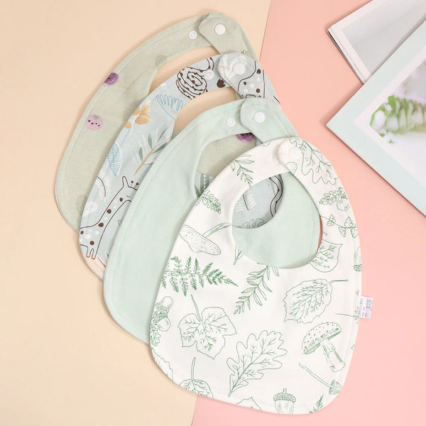 4pcs Cotton Soft Baby Adjustable Bibs Infant Bib Newborn Burp Cloths