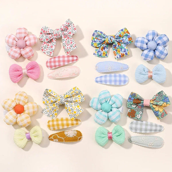 5Pcs/Set Mini Baby Girl Hair Clip Cute Floral Bow Bunny Princess