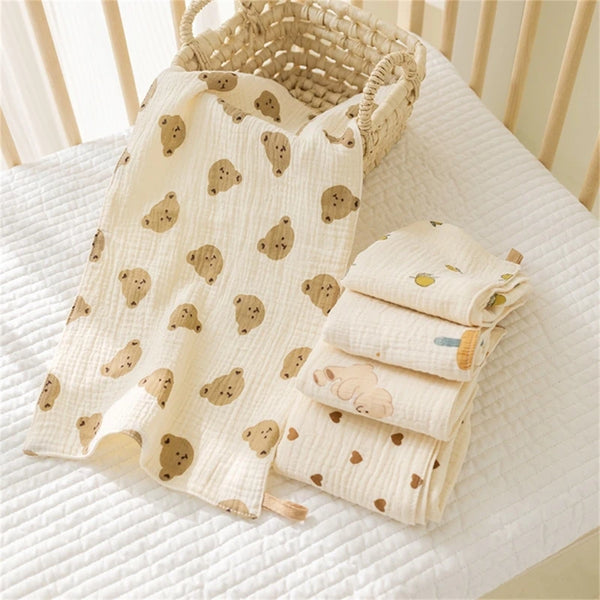 Cotton Muslin Baby Face Towel Long Burp Cloth for Newborn Kindergarten