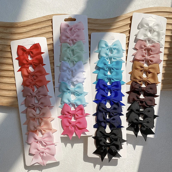 10Pcs Cute Bows Baby Hair Clips Candy Color Girls Princess Hairpins